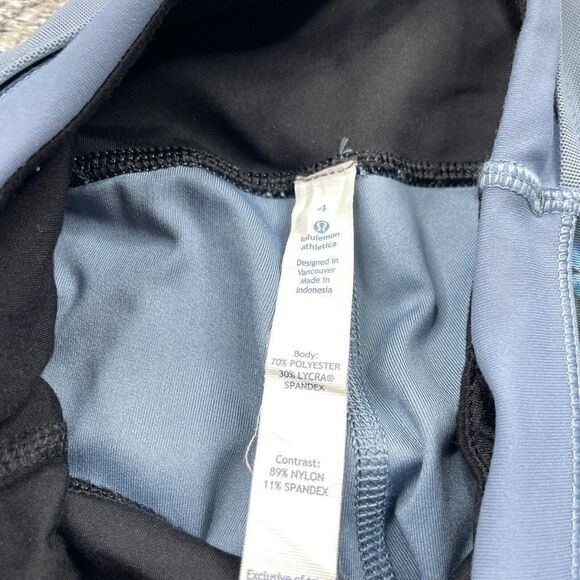 Lululemon Running In The City Mesh Panel Legging Blue Green Floral - Picture 4 of 12